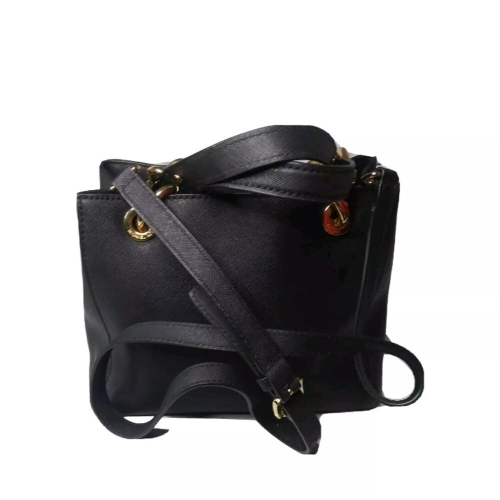 Michael Kors Small Cynthia Saffiano Leather Satchel Bag Black 30S5GCYS1L - Picture 6 of 11